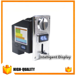 Multi-coin acceptor with alloy faceplate, suitable for claw machines.